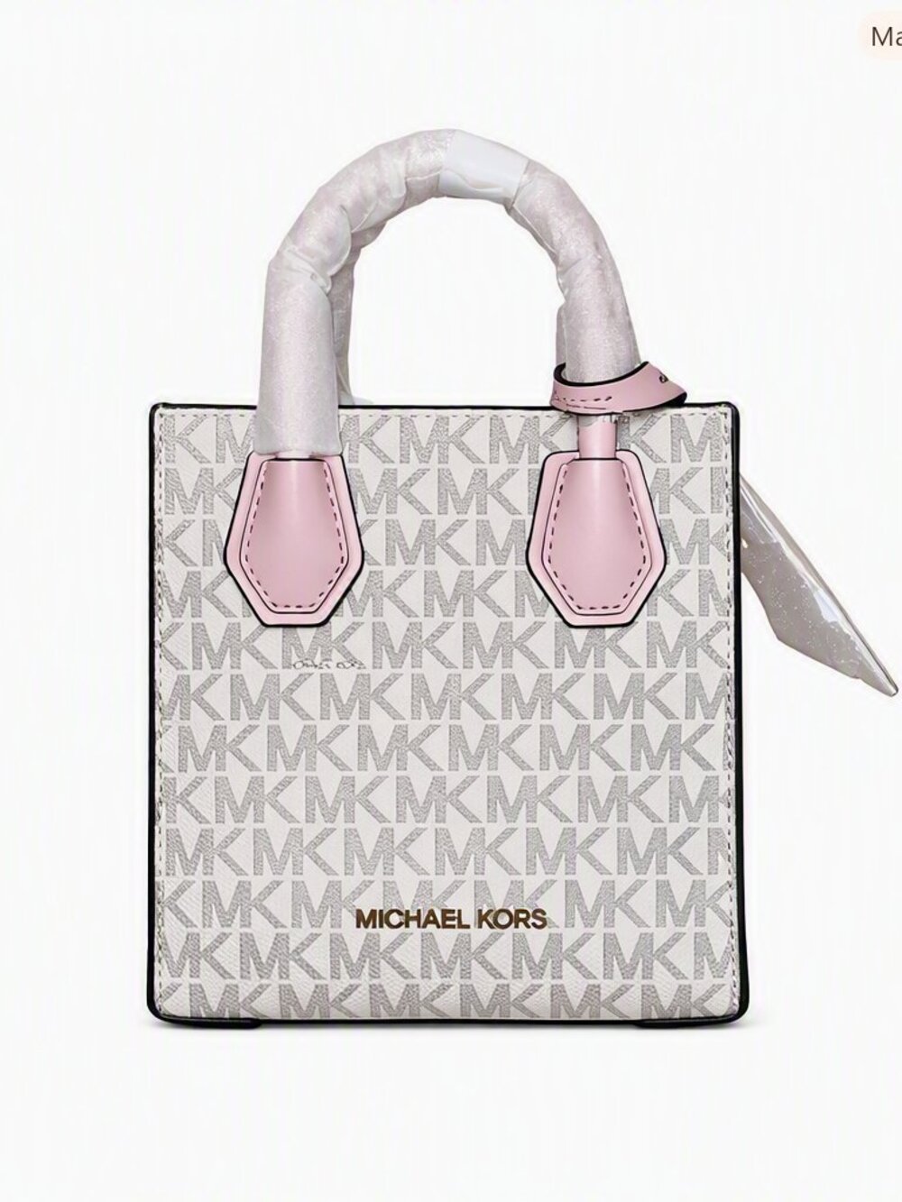 Michael Kors Mercer Mini Tote | Signature MK Logo Blush Pink Trim Luxe Essential